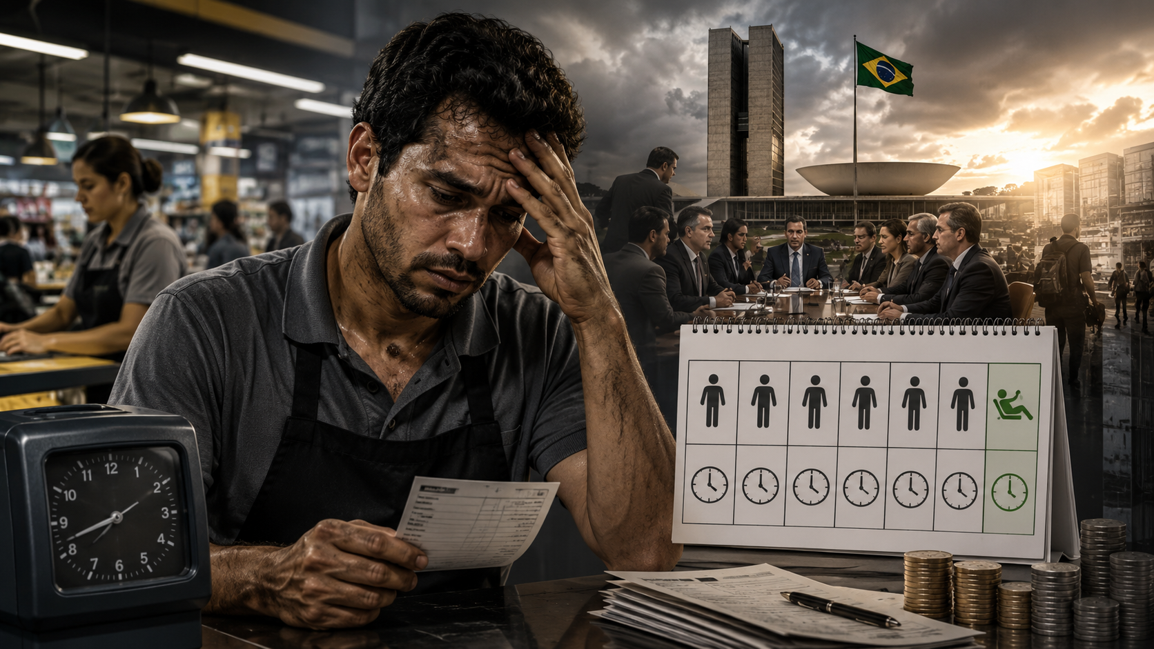Trabalhadores e pequenos comerciantes em debate sobre o fim da escala 6x1 no Brasil