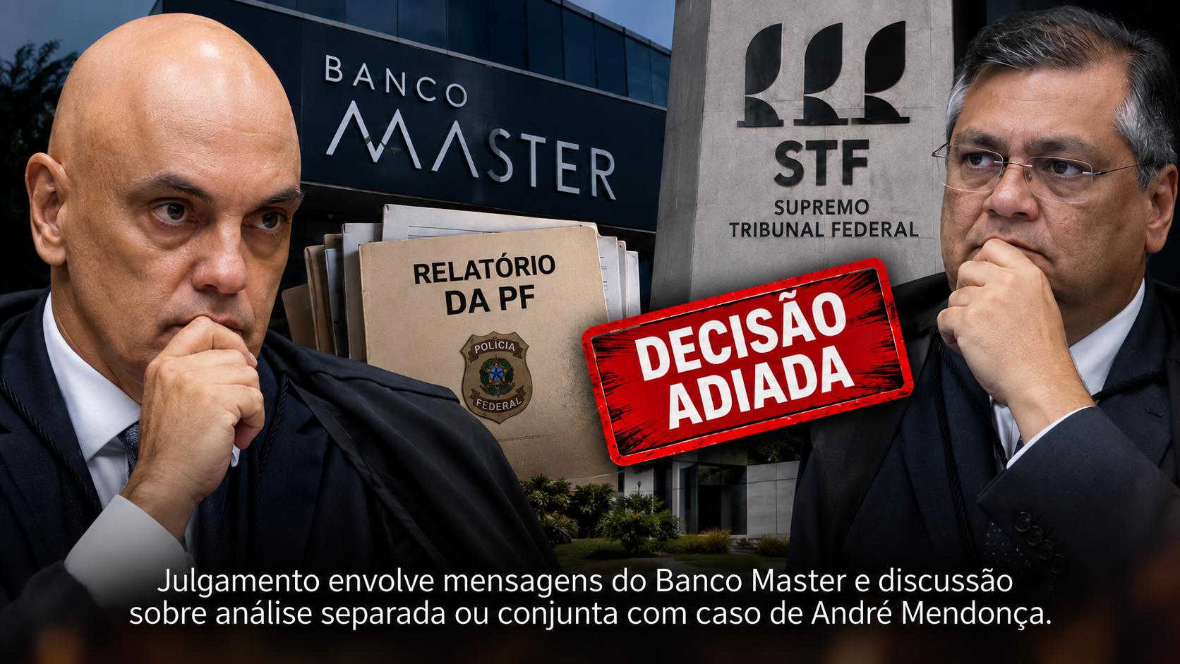 : Ministros do STF durante sessão que discutiu os casos de Alexandre de Moraes e André Mendonça relacionados ao Banco Master