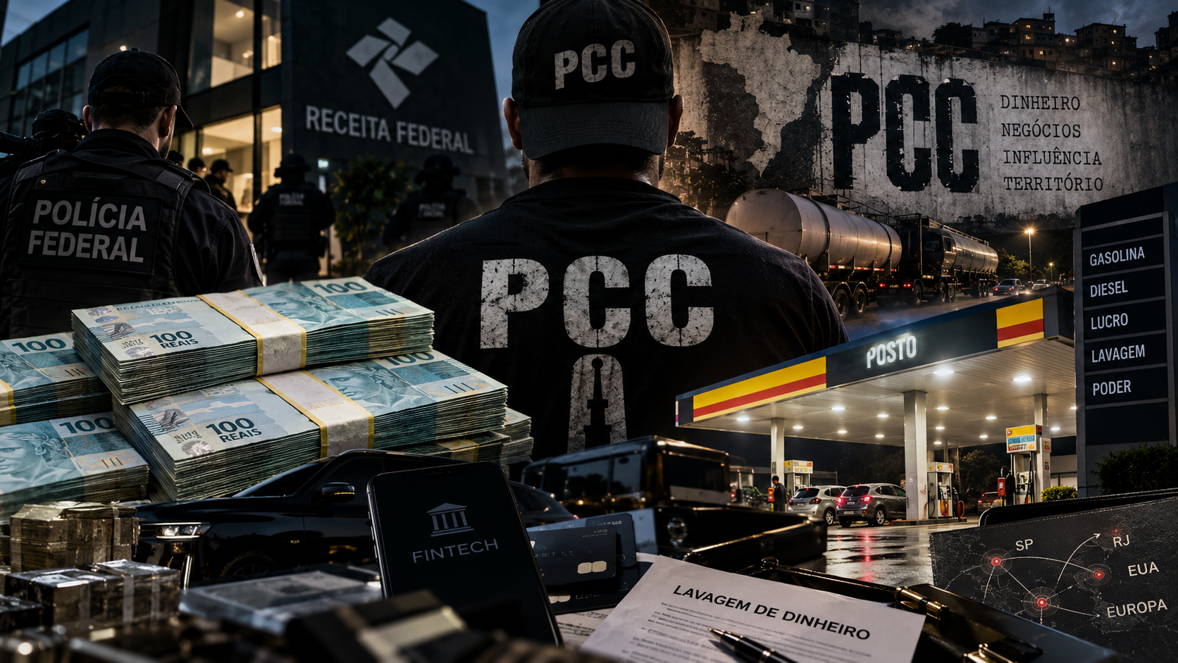Investigação sobre operadores financeiros ligados ao PCC, com dinheiro, empresas, fintechs e postos de combustíveis
