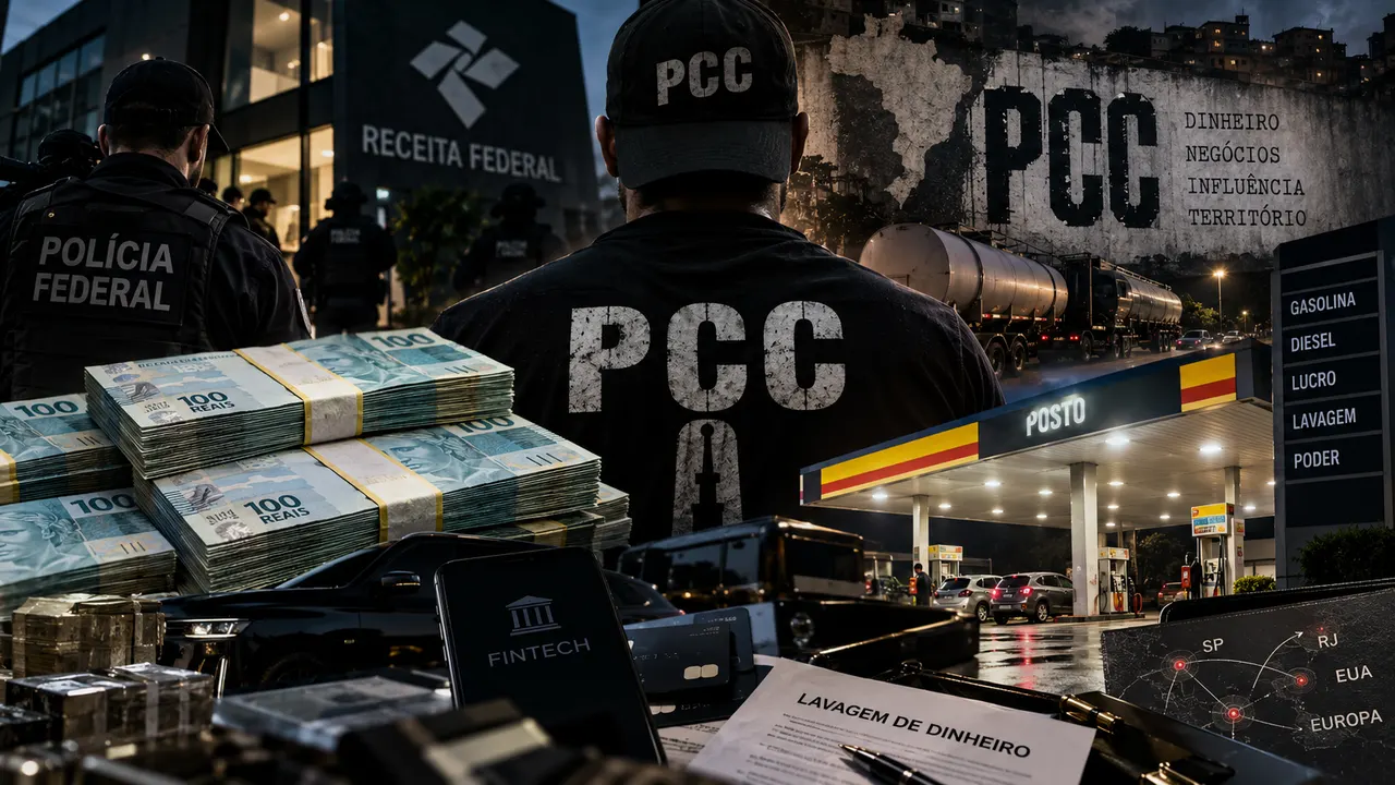 Investigação sobre operadores financeiros ligados ao PCC, com dinheiro, empresas, fintechs e postos de combustíveis