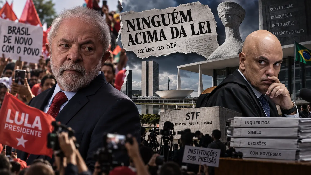 Lula e Alexandre de Moraes em montagem sobre a crise no STF e o caso Banco Master