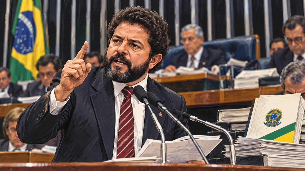 Lula durante a Assembleia Nacional Constituinte de 1988, quando votou contra a redação final da Constituição brasileira.